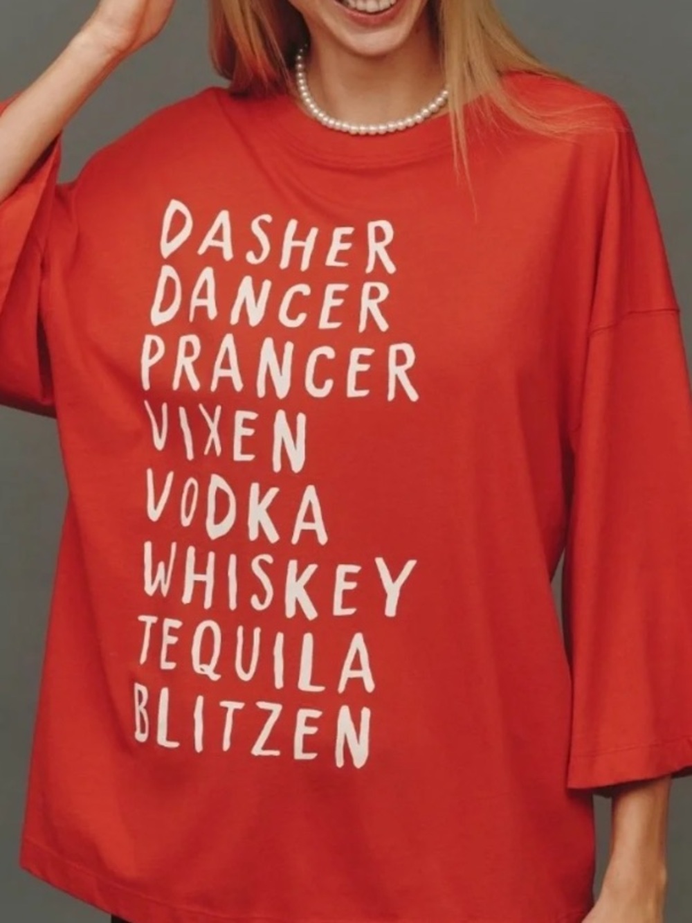 Anthropologie Red Short-Sleeve Graphic Tee